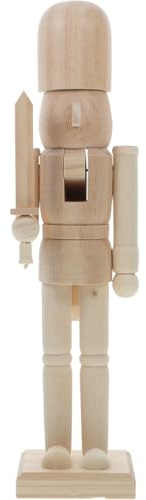 Ipetboom Christmas Nutcracker Soldier Ornament: 38cm /14.9 Festive Traditional Xmas Decoration, Unpainted Wooden DIY Blank Figurine Puppet