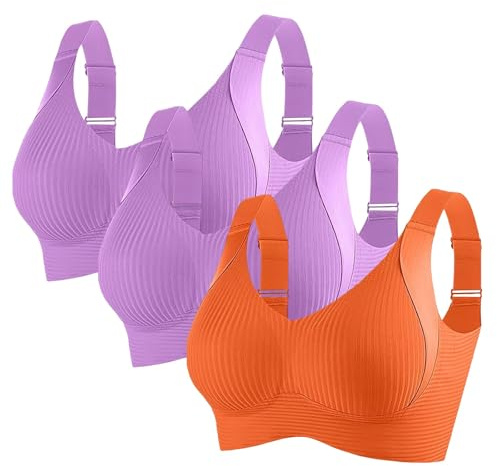 Cocila Love+able Confezione Da 3 Reggiseni Sportivo Da Donna di Grandi Con Traspirante Cuciture Reggiseno Sottile Estivo Senza Ferretto Schiena Scoperta Tezenis Morbido Di Base per Grandi Taglie Forti