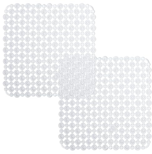UOCAI 2 Pezzi di Tappetinos Lavello Cucina, 27 X 27 cm PVC Tappetino per Lavello Tagliabile, Tappetino Scolapiatti da Cucina Accessori, per Bicchieri, Stoviglie, Verdure (Trasparente)