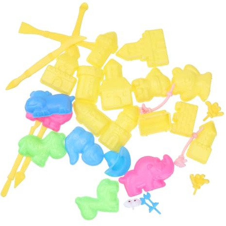 SOPOTUTU Juego de Juguetes de Arena para Niños 30 Piezas de Plástico Seguro y Compatible Tipo de Arena, Accesorios de Diferentes Formas para Diversión Playa Color Aleatorio