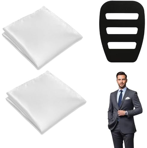 STAVHERT 3er Set Einstecktuch, Einstecktuch Weiss, Einstecktuche Seide Mit Einstecktuche Halter, Ideal Für Anzugtasche 40 X 40 CM, Inklusive Pocket Square Clip