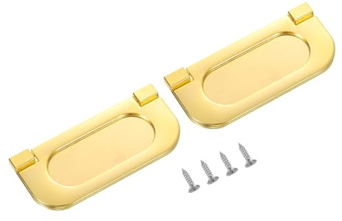 QUARKZMAN 2 Piezas Tirador Empotrado 3 Pulgadas Tirador Oculto Para Muebles Anillo Para Cajones Armario Cómoda Con Tornillos Dorado