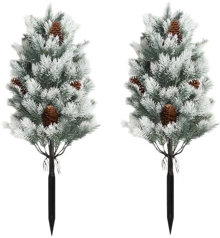 60 cm Artificial Cedar Topiary Ball Trees, Set of 2 Faux Cypress Plants UV Resistant Artificial Pine Shrubs Fake Bushes for Outdoor Indoor Front Porch Garden