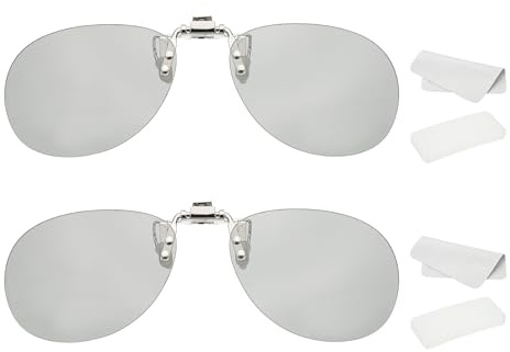 QUARKZMAN 2 Juegos De Gafas 3D Clip-On Polarizadas, Cuadros De Gafas 3D Pasivas Circulares con Estuche Y Paño para Limpiar, para Cine RealD, Juegos Y TV (Clip Metálico Mejorado)