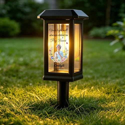 Luces solares conmemorativas personalizadas para cementerio, linterna solar personalizada para tumba de jardín con nombre y fecha, luz impermeable para camino al aire libre, regalo de condolencias