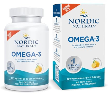 Nordic Naturals Omega-3, Lemon Flavor - 90 Soft Gels - 690 mg Omega-3 - Fish Oil - EPA & DHA - Immune Support, Brain & Heart Health, Optimal Wellness - Non-GMO - 45 Servings