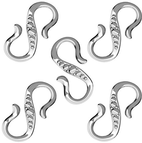 My-Bead 5 Stück S-Haken Schmuckverbinder 15.6mm für Armbänder und Ketten 925 Sterling Silber Verbinder in Juweliers- Qualität DIY