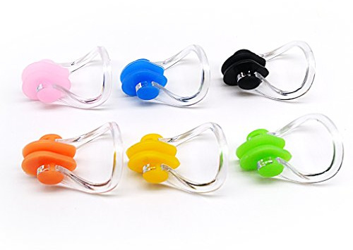 Zooshine Waterproof Silicone Swimming Nose Clip Plugs for Adults Children Age 7+ (6 Pack)