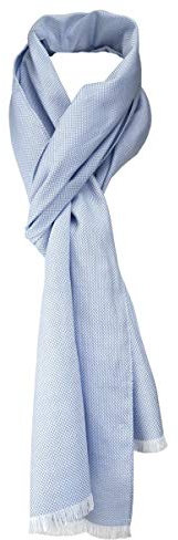 TigerTie Unisex Schal Pique in blau-weiss uni gemustert - Größe 180 x 28 cm