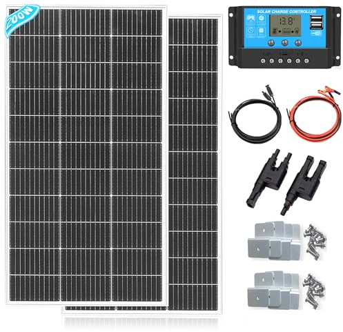 XINPUGUANG 200w Kit de panel solar 2pcs 100W 18V Módulo solar fotovoltaico monocristalino 20A Cable controlador para autocaravana Coche Caravana Inicio 12v Carga de batería