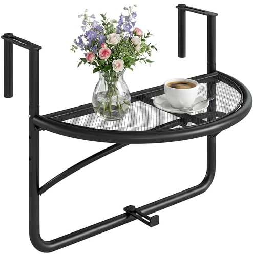 Outsunny Mesa Colgante de Balcón Semicircular 60x47x50 cm Ajustable