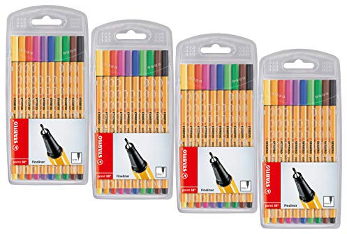 Fineliner - STABILO point 88 - 4x 10er Pack - Standardfarben