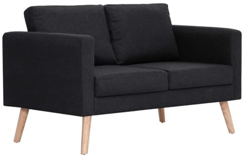 vidaXL 2 Sits Soffa med Tygklädsel Vardagsrumssoffa Två Sits Soffa 2-Sitssoffa Tygsoffa Tygklädd Tvåsitssoffa Hallsoffa Sovrumssoffa Svart Tyg