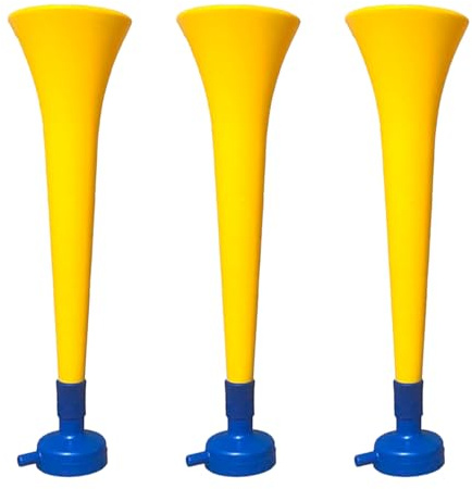 FUN FAN LINE - 3er-Pack Vuvuzelas aus widerstandsfähigem Kunststoff | Animationstrompeten für Fußball, Sportveranstaltungen und Partys | Hupe extremer Lärm 120 DB | Party-Accessoire Fans (Schweden)