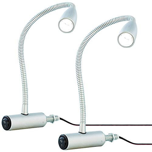 Lunartec Bettleuchte: 2er Pack Ultrahelle LED-Lampe mit Metall-Schwanenhals für Bettbefest. (Bettleuchte Schwanenhals, Bettlampen, Klemmleuchten)