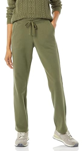 Amazon Essentials Women's Straight Leg Sweatpants with Drawstring for Women, Fleece – (Available in Plus Size), Olive, XS
