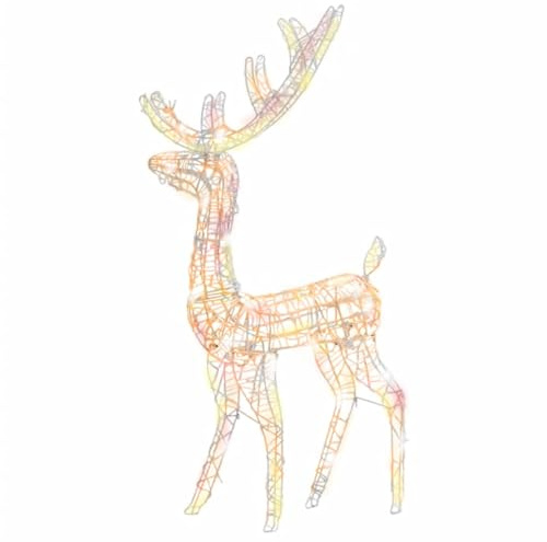 vidaXL LED-Rentier Weihnachtsdekoration Weihnachtsbeleuchtung Weihnachtsdeko Beleuchtet Deko Figur Innen Außen Acryl 140 LEDs 120cm Bunt