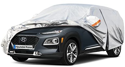 Kayme Autoabdeckung Wasserdicht Atmungsaktiv Passend für 2017-2024 Hyundai Kona, Vollgarage Autoplane für Regen Sonne Staub Schutz, Auto Abdeckplane Faltgarage Abdeckung im Winter(3-7 Tage liefern)