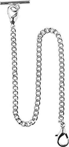 Albert - Catena per orologio da taschino, con barra a T, antica, a forma di T, 35,5 cm, maglia singola, argento, Antico