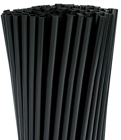Black Straws,200 Pcs Long Disposable Plastic Drinking Straws. (0.23''diameter and 10.2long)-Black