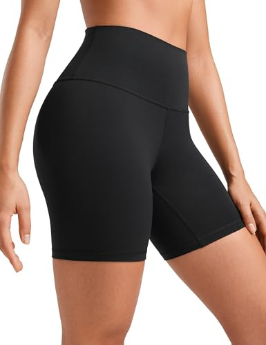 CRZ YOGA ButterLuxe Biker Shorts 6 - High Waisted Workout Running Volleyball Spandex Yoga Womens Black Small
