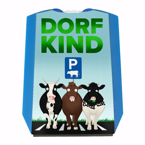 speecheese Dorfkind Parkscheibe mit Kuhparkplatz mit 2 Einkaufswagenchips witzige Parkscheibe für Dorfkinder mit lustigem Motiv für das Land