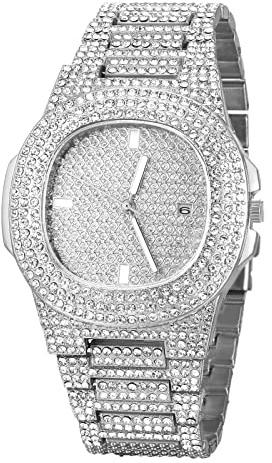 JewelryWe Uhren Damen Herren Analog Quarz Armbanduhr Elegant Quadrat Glitzer Strass Beiläufige Uhr mit Metall-Armband und Uhrenwerkzeug Gold/Silber