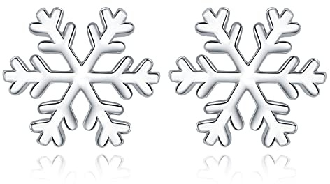 Josfeva Silber Weihnachten Ohrringe Damen, 925 Sterling Silber Weihnachts Ohrstecker, Schneeflocke Elch Perle Ohrstecker Silber für Damen, 10mm Silber Schlafen Ohrstecker zum Winter Weihnachten