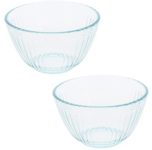 Pyrex 7401 Lot de 2 bols à mélanger en verre sculpté 3 tasses – Fabriqué aux États-Unis
