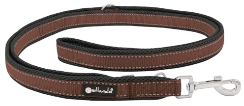 Petlando Hundeleine Outdoor, Mokka, 230x3cm | Für große Hunde, 3-fach verstellbare Führleine, reflektierend, weiche Mesh-Polsterung, starke Karabiner, Umhängeleine
