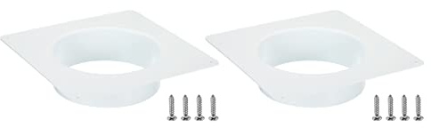 PATIKIL 6 Duct Connector Flange, 2 Pack Dryer Vent Wall Plate Square to Round Straight Ducting Plate for Air Heating Cooling Ventilation Exhaust Fan, White