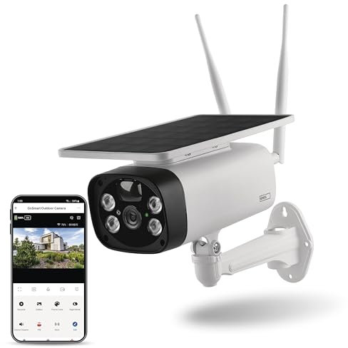 EMOS GoSmart kabellose Outdoor Überwachungskamera IP-600 Eye mit WiFi und App + Solarpanel, 1080p Smart Home IP-Kamera mit Akku, kompatibel mit Alexa, Google Assistant, ohne ABO-Falle