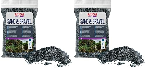 Amtra Quarzo Ceramizzato Nero - Sabbia per acquari al Quarzo fine, per Acqua Dolce o salata, Grano 2-3 mm, Quantità 2KG (Confezione da 2)