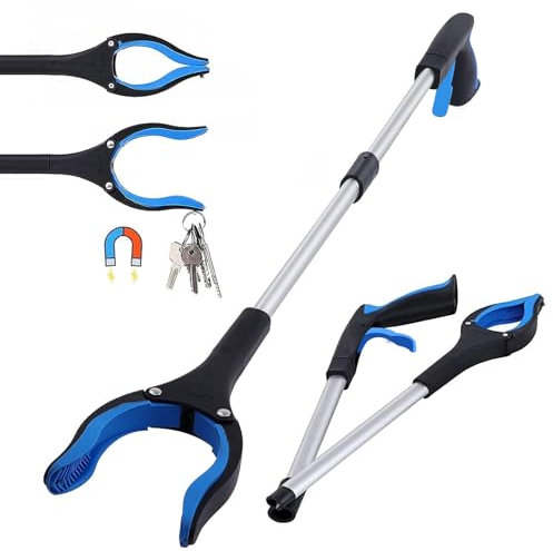 Etievort Pince Ramasse Objet 81cm, Pince Telescopique avec Crochet Magnétique, Pince pour ramasser sans se baisser, Pliable Rotative 360°Pince Ramasse Dechets, pour Personnes Âgées, Mobilité Réduite
