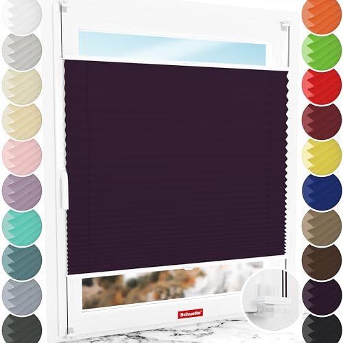 Schuette® Plissee ohne Bohren ● Thermo Kollektion: Violet Paradise (Violett) ● 20x80cm (Breite x Höhe) ● Suprafix Faltrollo Klemmfix 2.0 Rollo ● 60 Sekunden Plisseerollo Montage inkl. Video