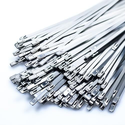 Kabelbinder 20pcs, 30CM 304 Edelstahl Mehrzweck-selbsthemmende Kabelbinder für Maschinen, Fahrzeuge, Bauernhöfe, Rohre, Dächer, Kabel und im Freien, sichere und langlebige Lösungen(Silbrig)