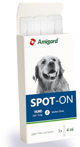 Spot On für mittlere Hunde zwischen 15 und 30 kg - Gegen Zecken und Flöhe - Pflanzlich ohne Duftstoffe und Konservierungsmittel - 3er Pack für 3 Monate Schutz