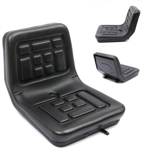 HINOPY Traktorsitz Universal Gepolstertes Polster PU-Leder Schleppersitz Aufsitzmäher Gabelstapler Staplersitz Verbundene Sitze Horizontal Verstellbare Sitze, Schwarz
