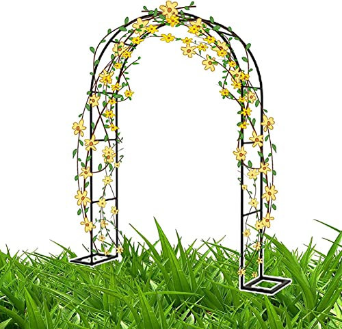 Rosenbogen, Garten-Torbogen Aus Metall, Pergola Rankhilfe Verzinkt Rost, Laubengang Rankgestell Mit Sockel Für Verschiedene Kletterpflanzen, Einfache Montage, 6 Größen,140x230x40CM