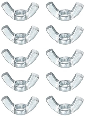 sourcing map #10-32 Wing Nut 10 Pcs, Carbon Steel Butterfly Wing Nuts Fasteners Parts Hand Twist Tighten Wing Nuts for Machinery Electronic Equipment DIY, White