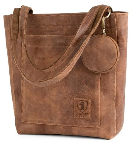 Berliner Bags Vintage Shopper Seville Tasche, Henkeltasche aus Leder, Handtasche für Damen - Braun