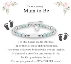 JETBON Mum To Be Gifts: Pregnancy Gifts for Mum Expecting, Baby Feet Green Bracelet for Women Mummy New Mother Maternity Presents Mothers Day Christmas Jewellery Ideas