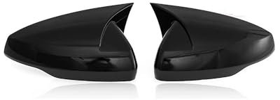 Außenspiegelkappen Für VW Polo 2010-2017 2019-2023 2 Stücke ABS Seite Rückspiegel Abdeckung Kappen Shell Trim OX Horn Stil außen Tür Spiegelkappen(Glossy Black 19-23)