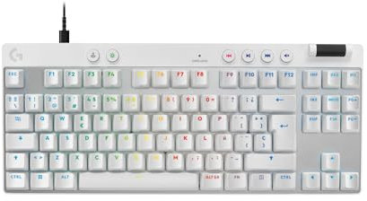 Logitech G PRO X TKL RAPID, teclado para gaming con cable sin teclado numérico con interruptores analógicos magnéticos, modo de disparo rápido, RGB, accionamiento ajustable, US INTL - Blanco