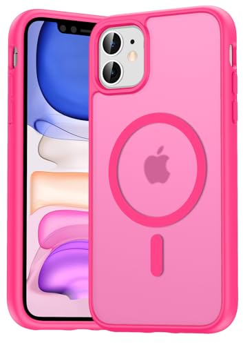 Natiiozie Magnetica Cover per iPhone 11 Compatibile con MagSafe Custodia Traslucida Opaca Posteriore, Antiurto Anti-impronta Resistente ai Graffi Protettiva Case Rosa