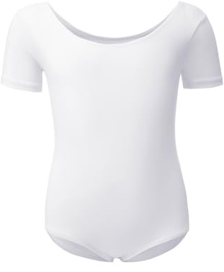 Kefiyis Ballettkleidung Mädchen Ballett Trikot Kinder Ballettanzug Kurzarm Ballett Body Tanzbody Baumwolle Turnanzug Gymnastikanzug für Mädchen Damen Gr.100-170