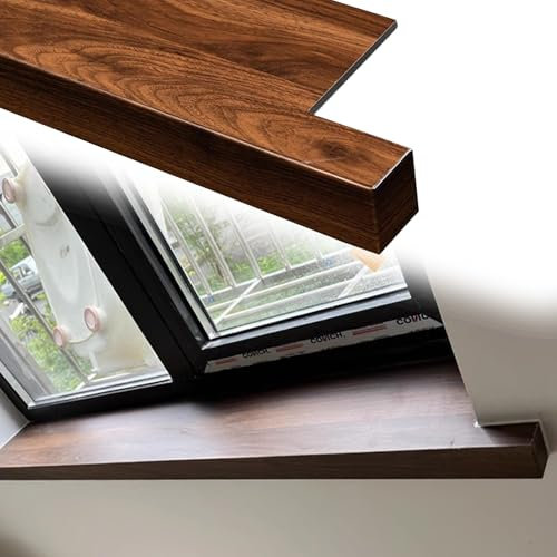 Copertura Davanzale Piastra di Protezione per Davanzali Su Misura, Rivestimento per Davanzali Marrone Vintage con Naso, Profili in Legno per Piano di Lavoro di Finestre di Uffici Domestici(L160cm x W3