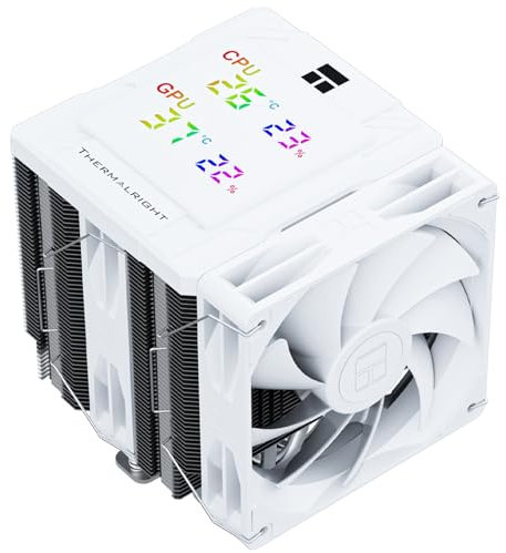 Thermalright Peerless Assassin 120 Digital White CPU Air Cooler, Digital Screen Top Cover,6 Heatpipes Computer CPU Cooler, for AM4/AM5,Intel LGA1700/1851/1150/1151/1200, PC Cooler-White
