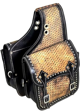 EQUIEMPRESS Western Satteltasche aus Leder für Pferde | Reitspaß, Wanderritt, geeignet für Reiten und Fassrennen | Satteltasche mit verstellbarem Riemen, Größe: 10x10x3 AZ-20