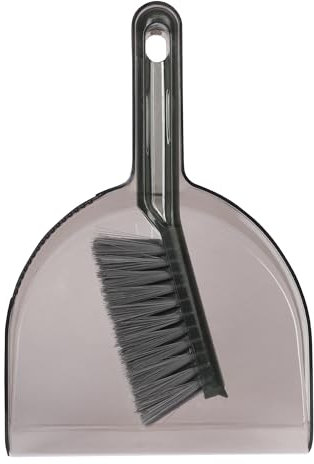Kaket Dustpan & Brush Set, Lightweight Brush and Pan Set, Transparent Dust Pan and Brush, Plastic Cleaning Brush and Dustpan (Grey)